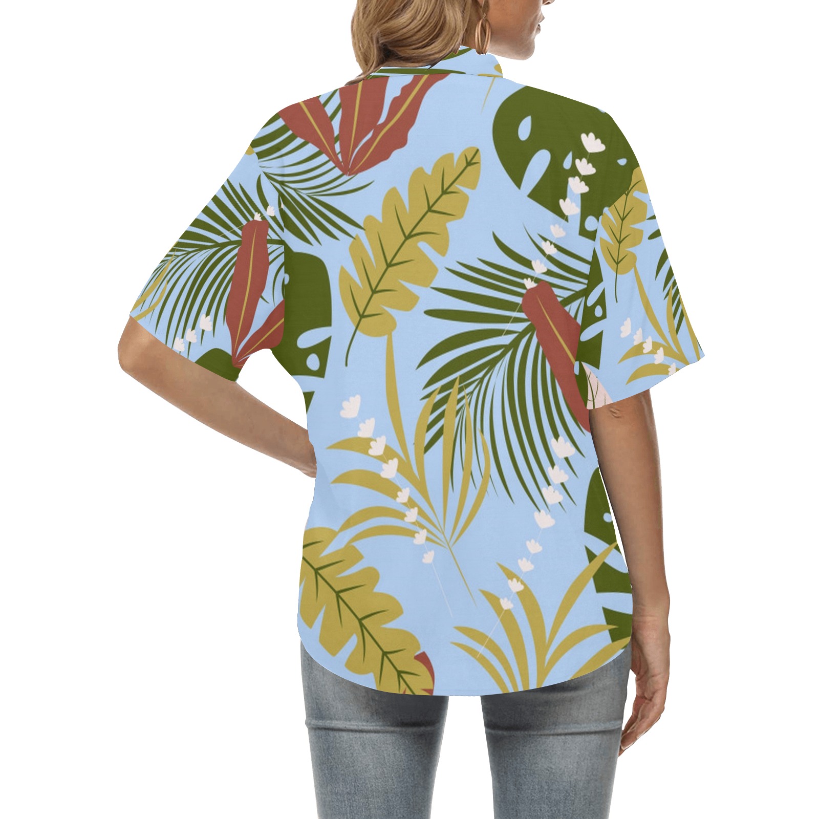 Colorful Tropical Pattern (10) All Over Print Hawaiian Shirt for Women (Model T58)