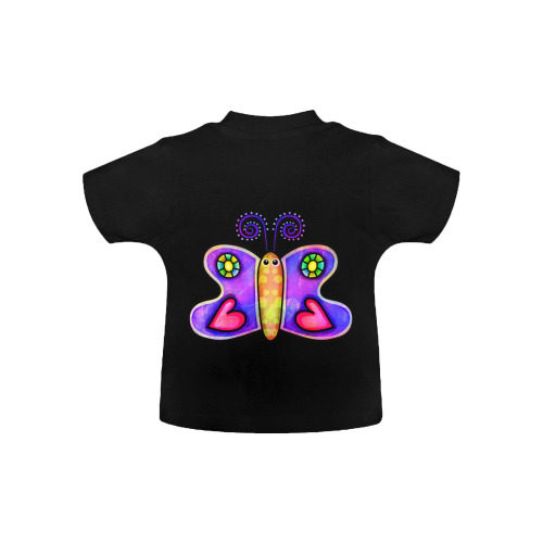Lilac Watercolor Butterfly Doodle Cartoon Baby Classic T-Shirt (Model T30)