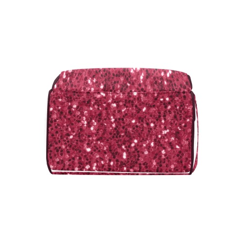 Magenta dark pink red faux sparkles glitter Multi-Function Diaper Backpack/Diaper Bag (Model 1688)