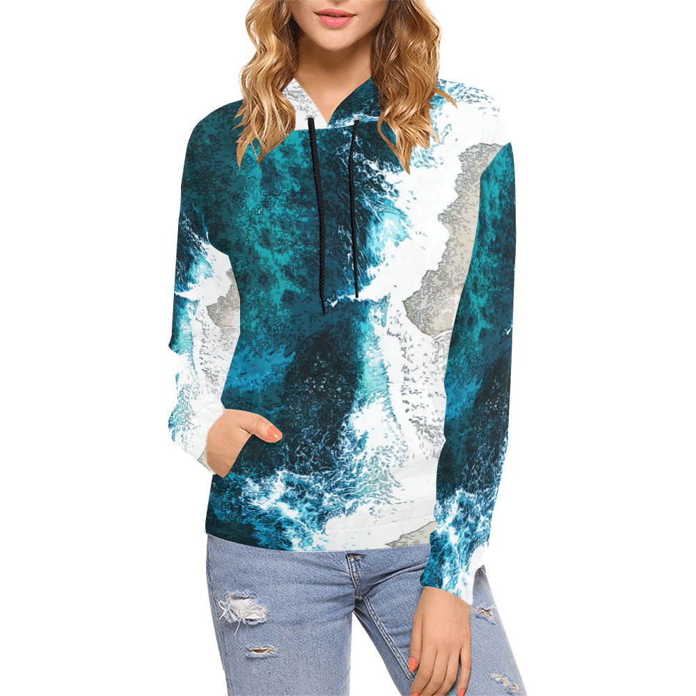 Ocean And Beach All Over Print Hoodie for Women (USA Size) (Model H13)