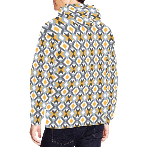 Retro Angles Abstract Geometric Pattern All Over Print Hoodie for Men (USA Size) (Model H13)