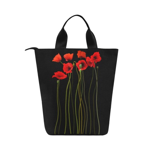 Poppies Floral Design Papaver somniferum Nylon Lunch Tote Bag (Model 1670)