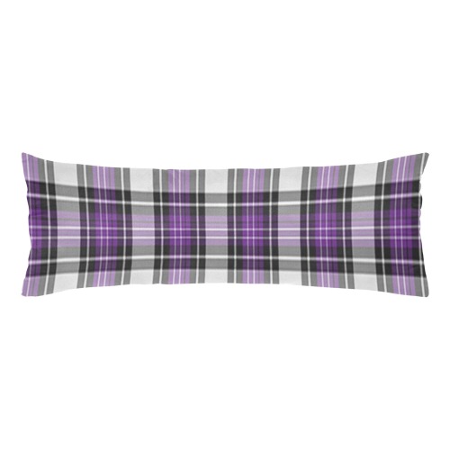 Purple Black Plaid Body Pillow Case 20" x 54" (Two Sides)