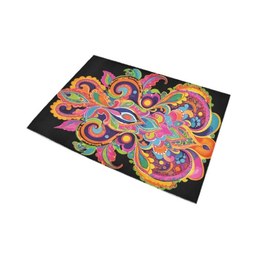Abstract Retro Hippie Paisley Floral Area Rug7'x5'