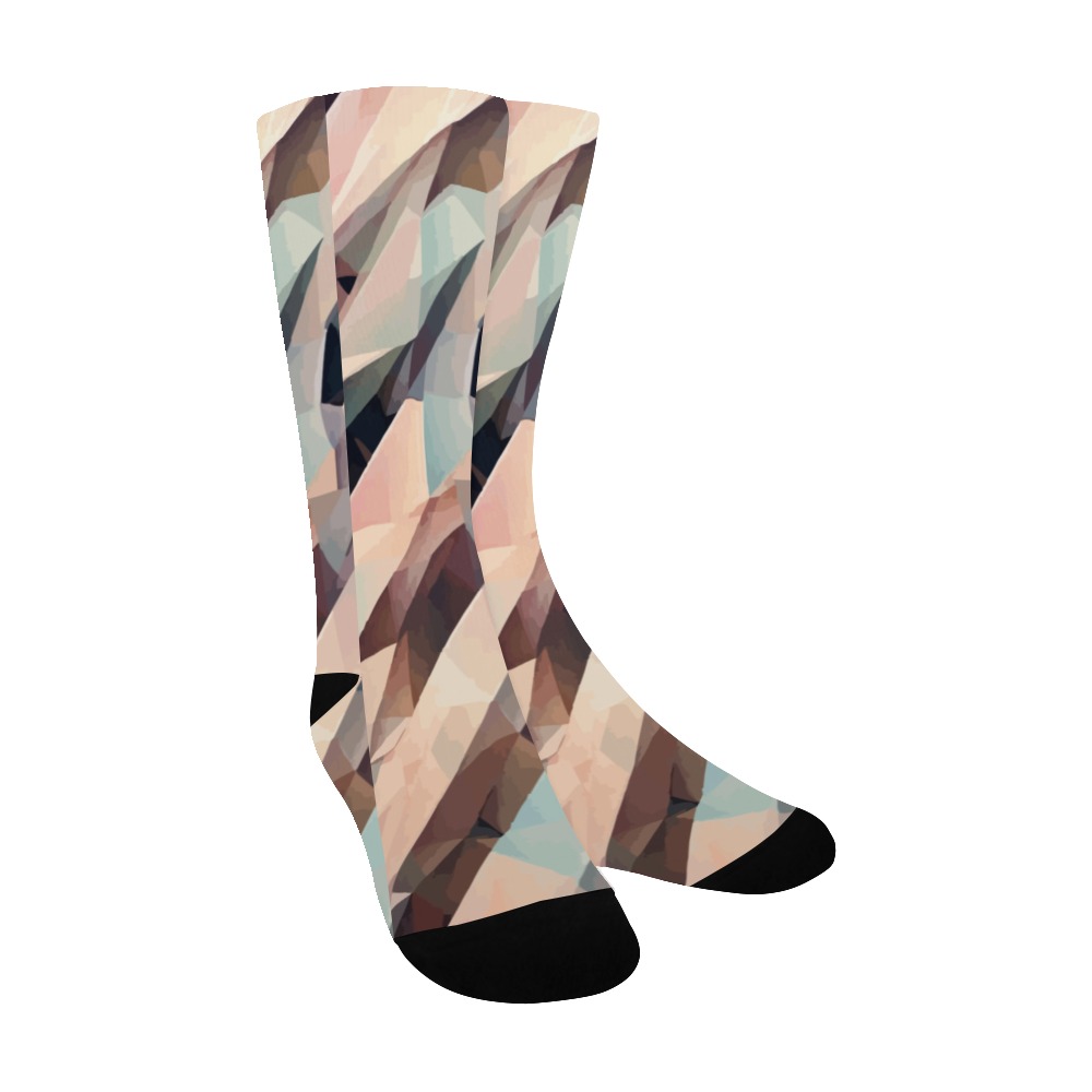 Diagonal abstract shapes. Quiet peach, blue colors Men's Custom Socks