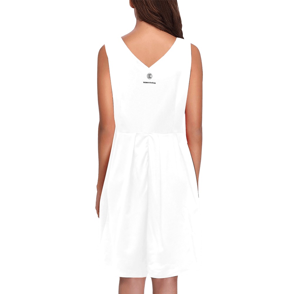 DIONIO Clothing - Ladies' All White Luxury Chryseis Sleeveless Pleated Dress Chryseis Sleeveless Pleated Dress(Model D07)