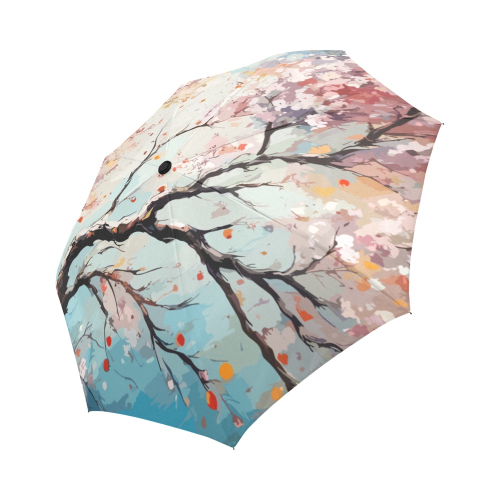 Sakura tree. Pink Japanese cherry blossoms. Auto-Foldable Umbrella (Model U04)