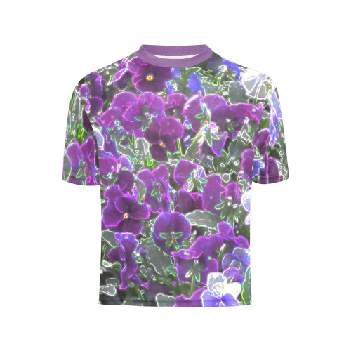 Field Of Purple Flowers 8420 Big Girls' All Over Print Crew Neck T-Shirt (Model T40-2)