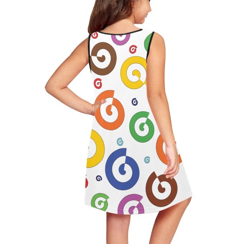 circled 2wht Girls' Sleeveless Dress (Model D58)