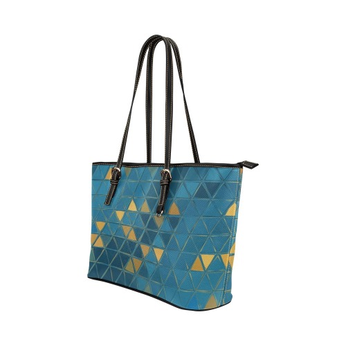 mosaic triangle 6 Leather Tote Bag/Small (Model 1651)