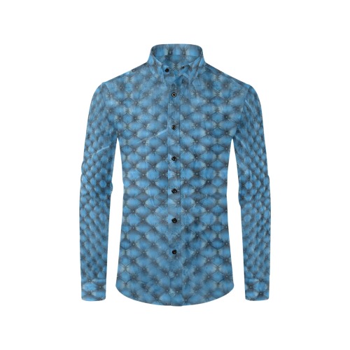 Leather Blue Step by Artdream Men's All Over Print Casual Dress Shirt (Model T61)