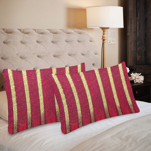 red and yellow striped Custom Pillow Case 20"x 30" (One Side) (Set of 2)