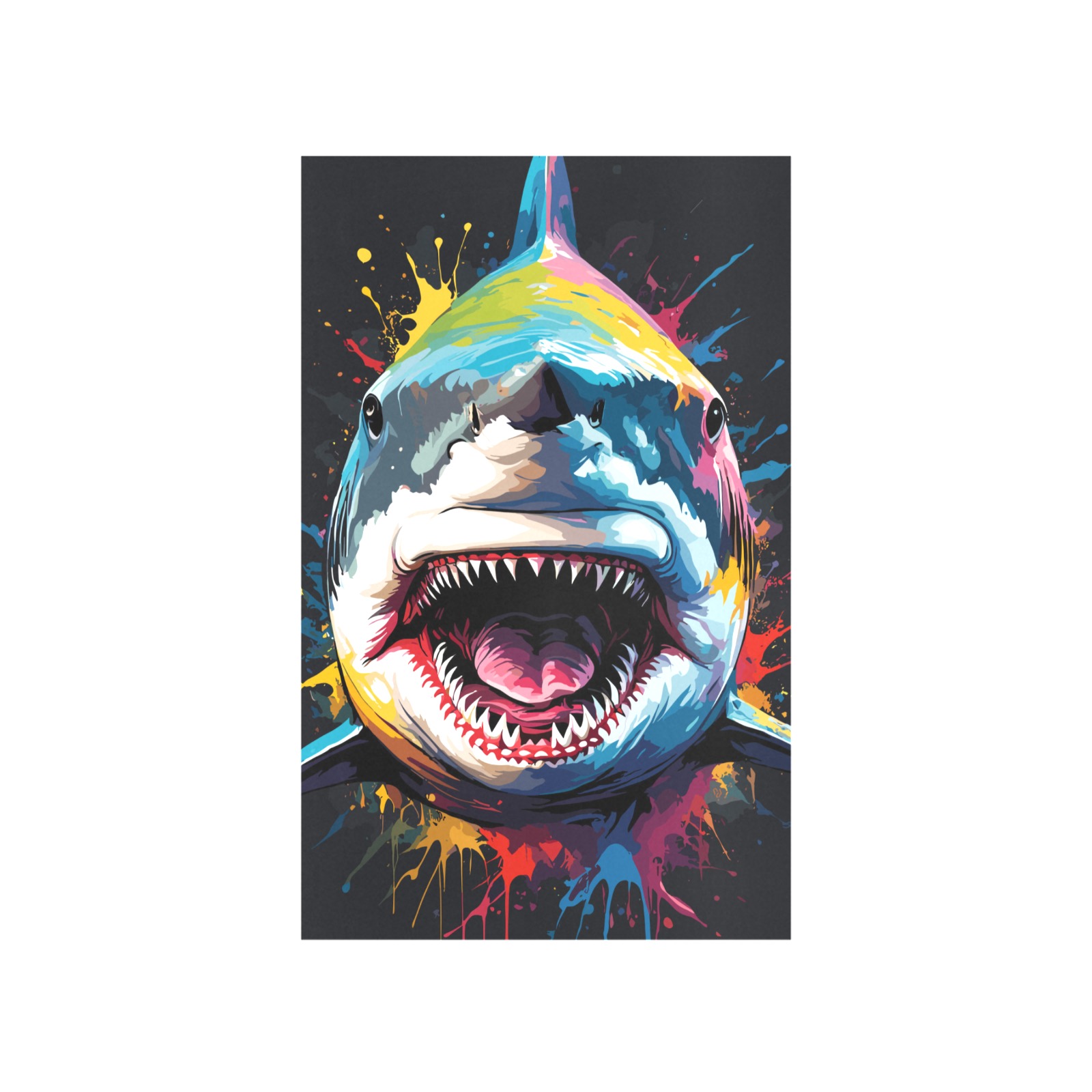 Cool shark with open mouth. Colorful fantasy art Art Print 19‘’x28‘’