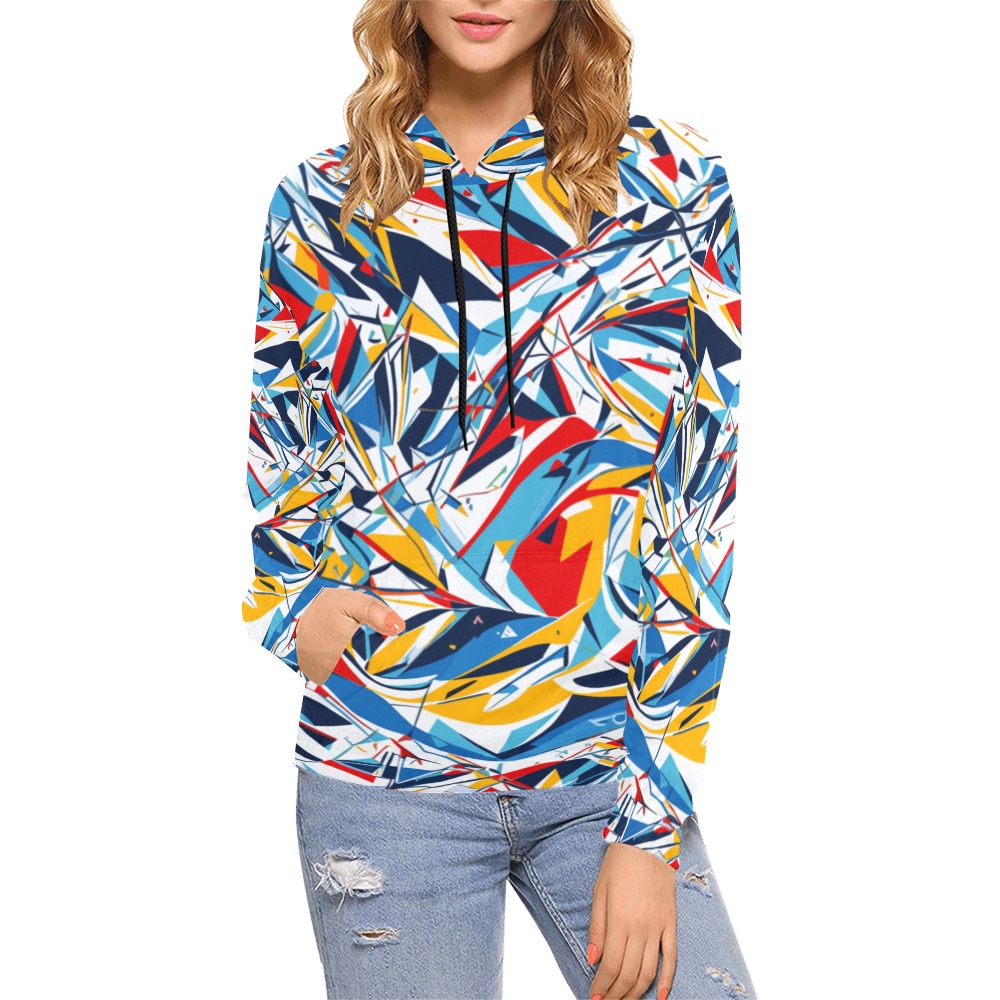 Winter skiing. Abstract art of mountains and runs. All Over Print Hoodie for Women (USA Size) (Model H13)
