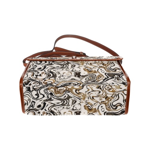 Marble Bronze Waterproof Canvas Bag-Brown (All Over Print) (Model 1641)