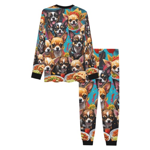 CHIHUAHUAS EATING MEXICAN FOOD 2 Men's All Over Print Pajama Set