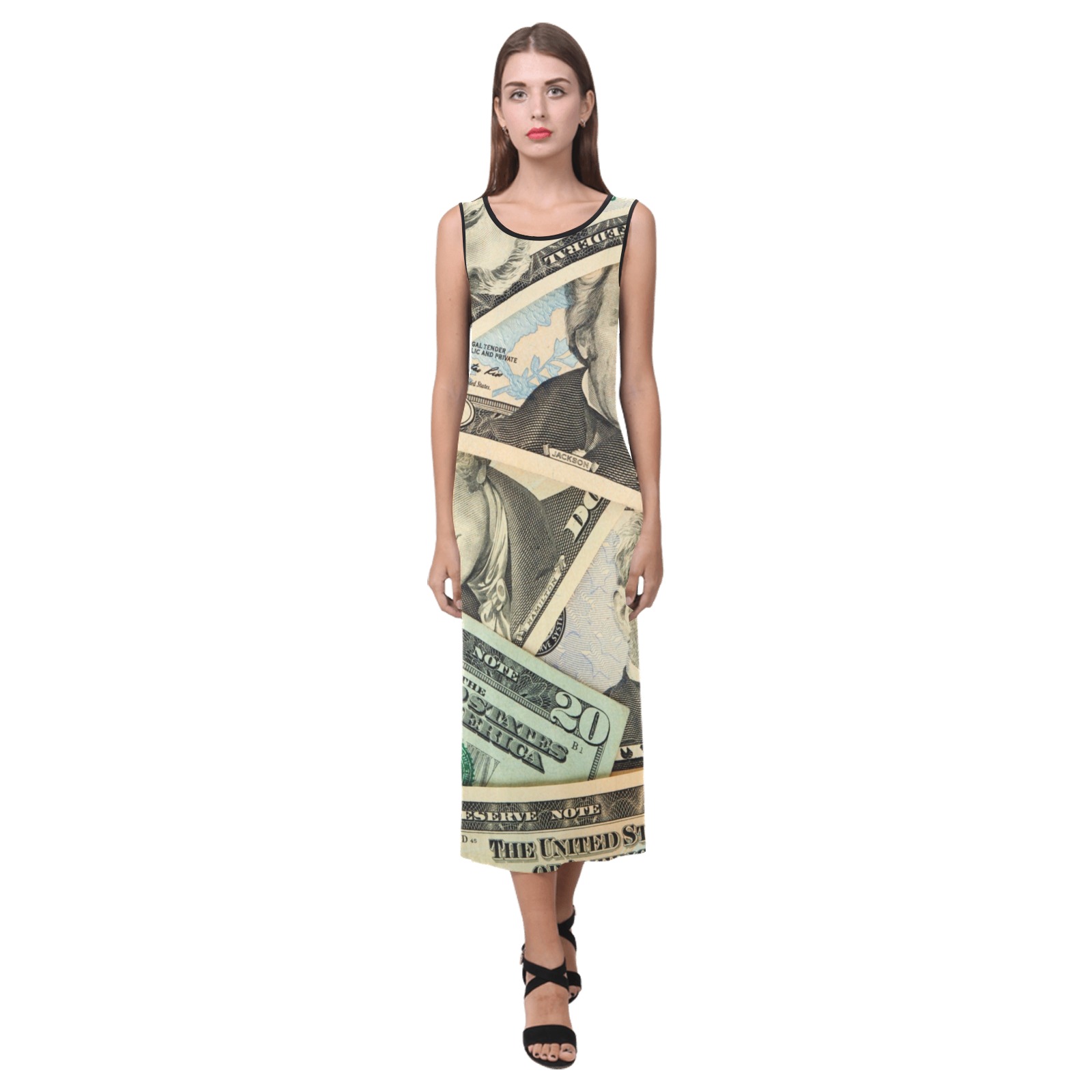 US PAPER CURRENCY Phaedra Sleeveless Open Fork Long Dress (Model D08)