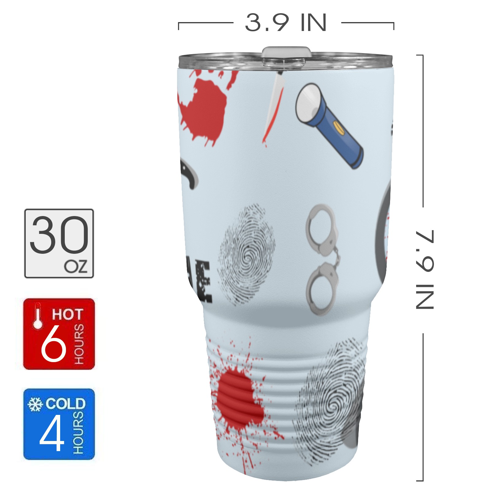 True Crime Junkie Tumbler 30oz Insulated Stainless Steel Mobile Tumbler