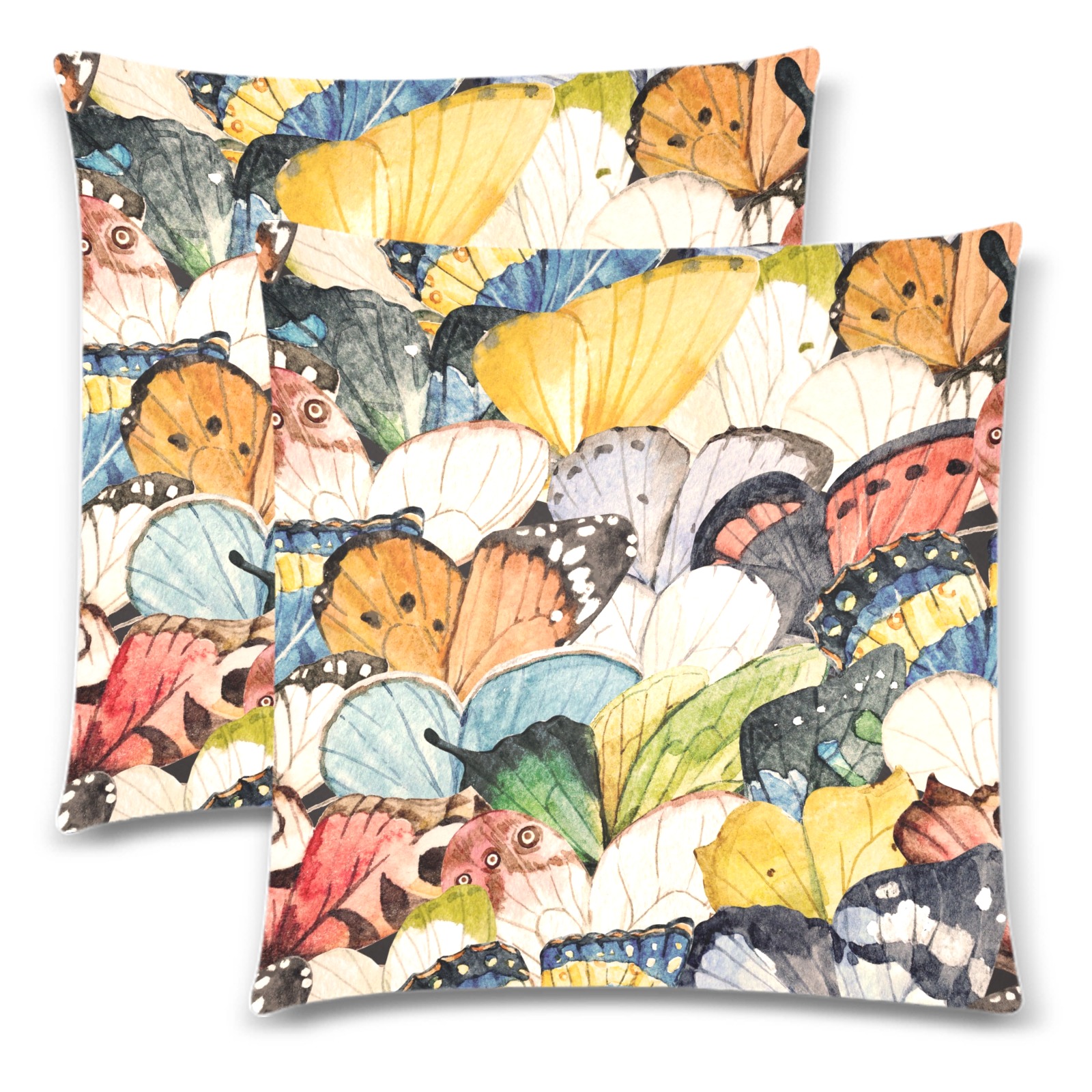 Butterflies Custom Zippered Pillow Cases 18"x 18" (Twin Sides) (Set of 2)