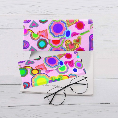 Groovy Hearts and Flowers Pink Custom Foldable Glasses Case