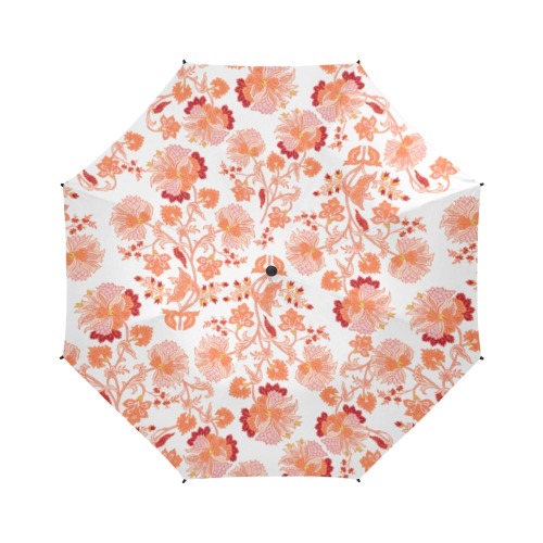Orange Flowers Semi-Automatic Foldable Umbrella (Model U05)