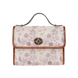 Unique Soft Beige Floral Waterproof Canvas Bag-Brown (All Over Print) (Model 1641)