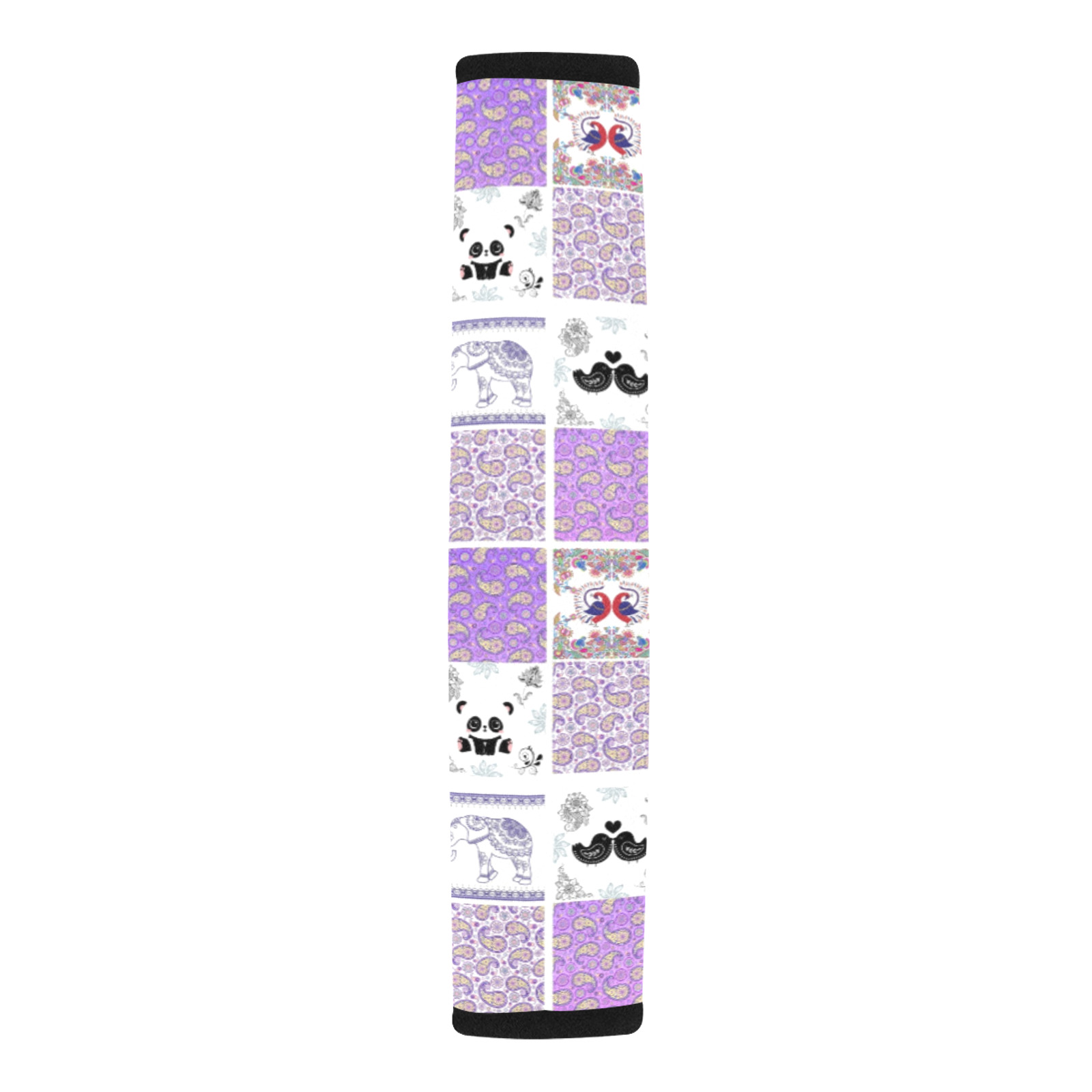 Purple Paisley Birds and Animals Patchwork Design Car Seat Belt Cover 7''x12.6'' (Pack of 2)
