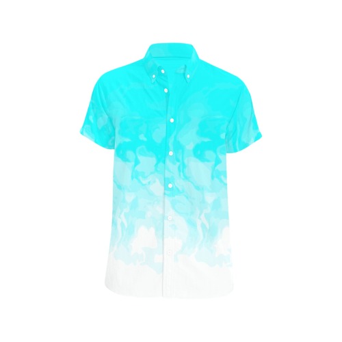 Dry Ice - very light blue gradient smoke Men's All Over Print Short Sleeve Shirt (Model T53)