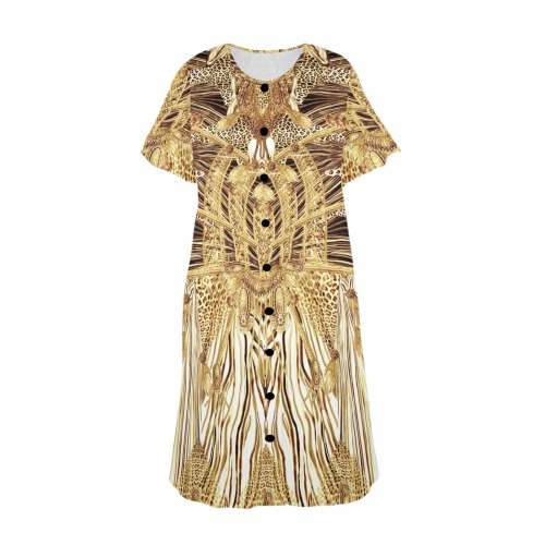 Crazy zebra gold Women's Button Front House Dress