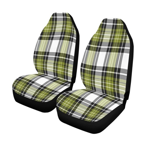 Olive Green Black Plaid Car Seat Covers (Set of 2&2 Separated Designs)