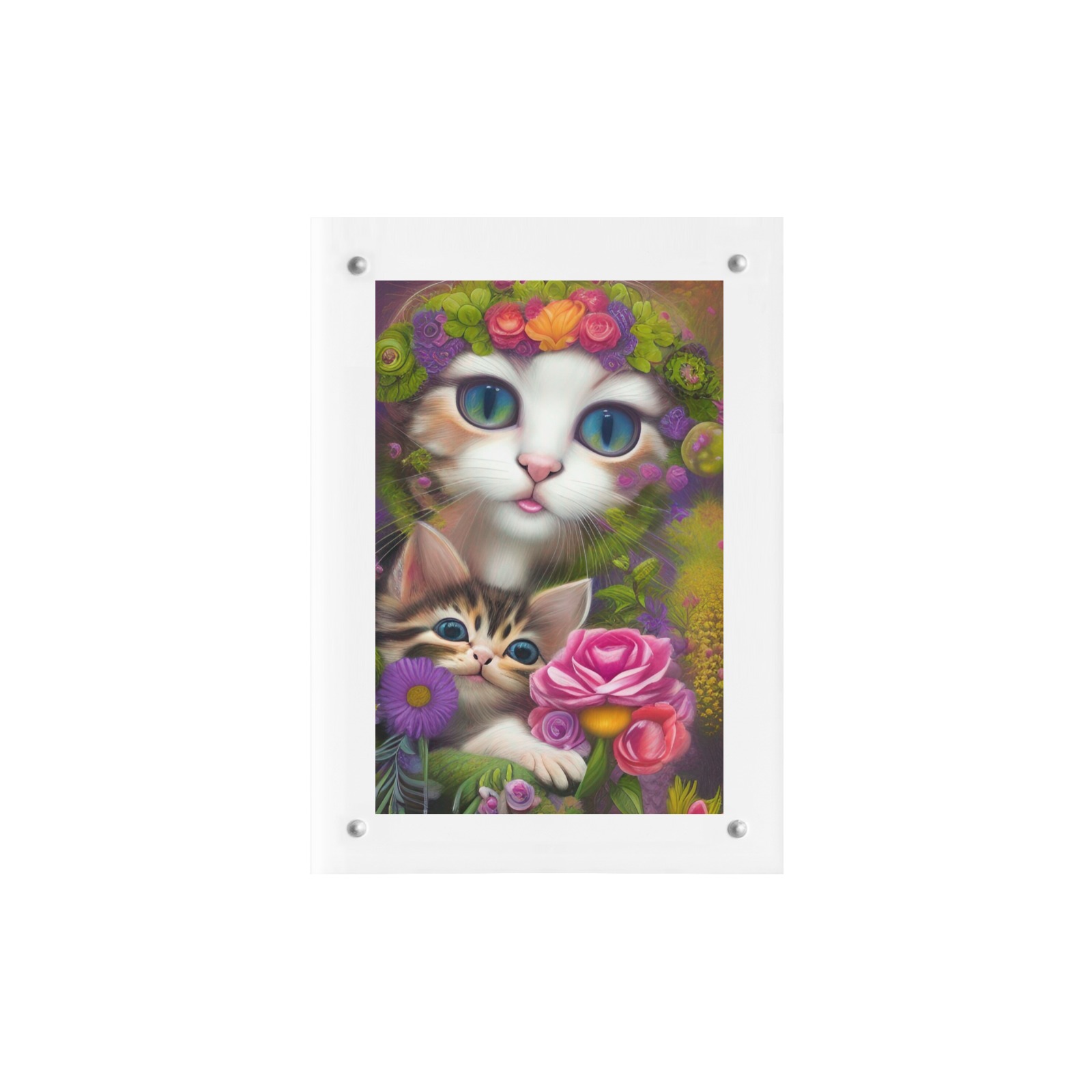 Cute Kittens 8 Acrylic Magnetic Photo Frame 5"x7"