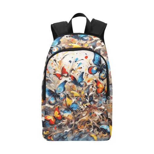 Colorful fantasy of blue and red butterflies Fabric Backpack for Adult (Model 1659)