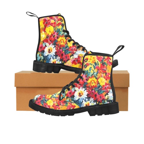 Fall Floral Bouquet Martin Boots for Women (Black) (Model 1203H)