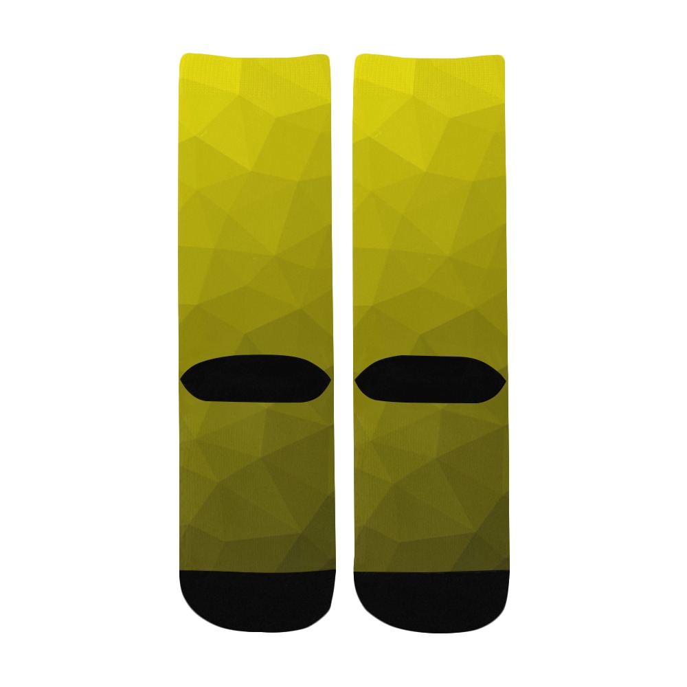 Yellow gradient geometric mesh pattern Kids' Custom Socks