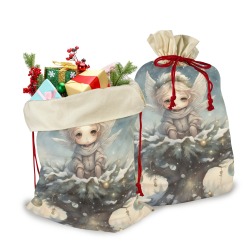 Little Christmas Angel Santa Claus Drawstring Bag 21"x32" (Two Sides Printing)