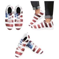 Sparkly USA flag America Red White Blue faux Sparkles patriotic bling 4th of July Women's Breathable Running Shoes (Model 055)