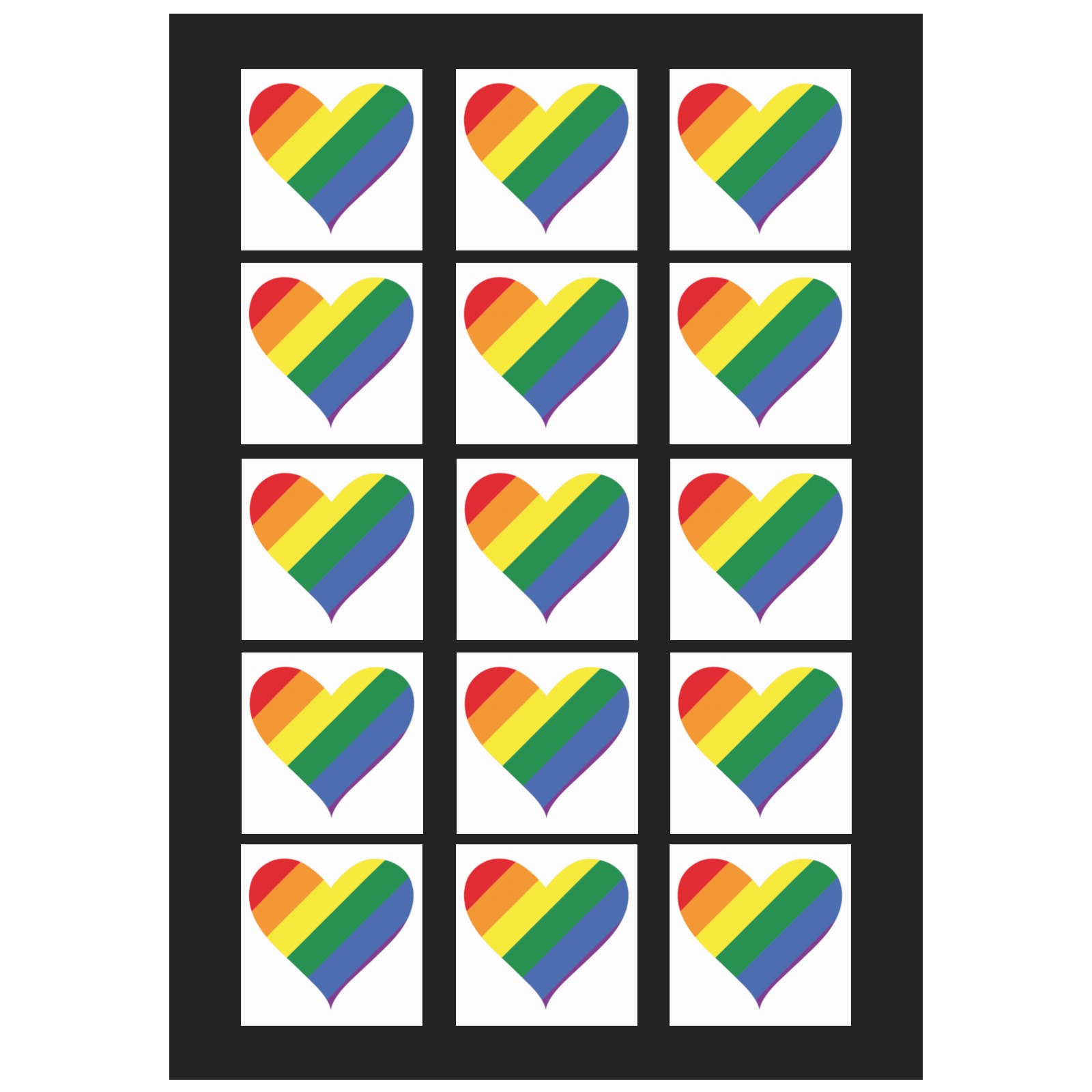 Gay Pride LGBTQ Diagonal Rainbow Stripe Heart Personalized Temporary Tattoo (15 Pieces)
