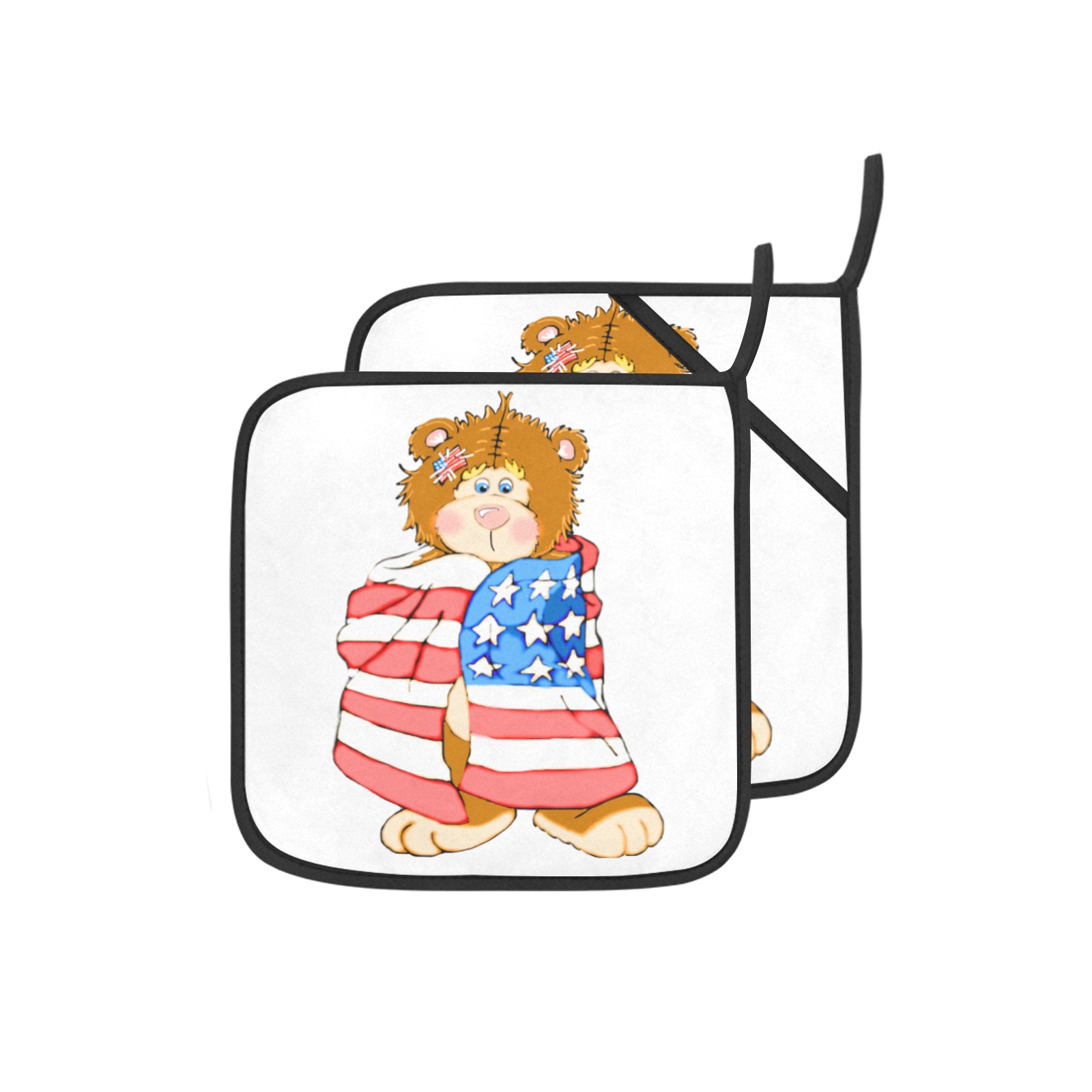 Patriotic Flag Bear Pot Holder (2pcs)