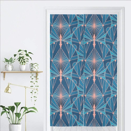 Art Deco Blue and Gold Door Curtain Tapestry