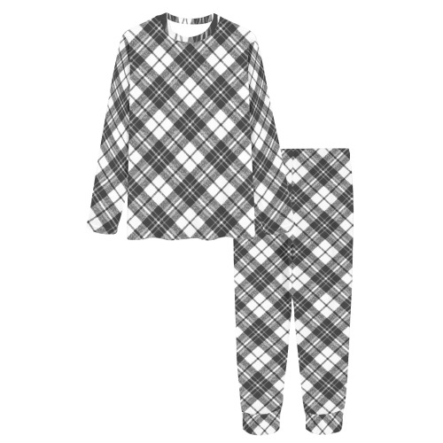 Tartan black white pattern holidays Christmas xmas elegant lines geometric cool fun classic elegance Women's All Over Print Pajama Set