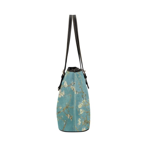 Vincent van Gogh: Almond Blossom | Leather Tote Bag/Small (Model 1651)