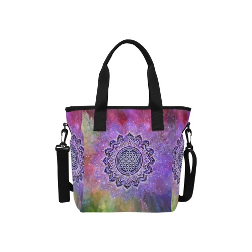 Flower Of Life Lotus Of India Galaxy Colored Insulated Tote Bag with Shoulder Strap (Model 1724)