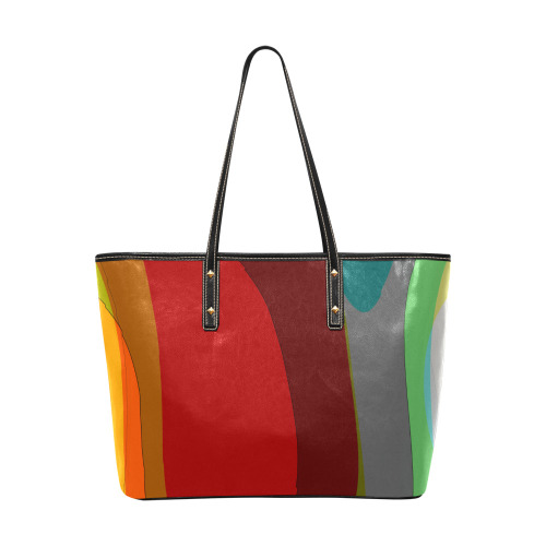 Colorful Abstract 118 Chic Leather Tote Bag (Model 1709)