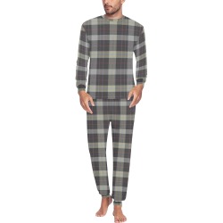 Dark Tartan Plaid Men's All Over Print Pajama Set with Custom Cuff