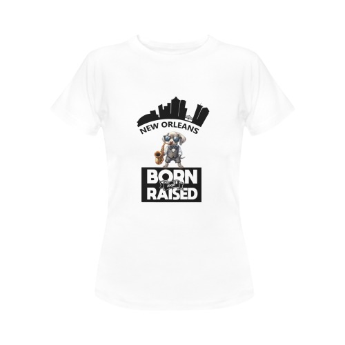 Jazz Coonhound New Orleans Born And Raised Women's T-Shirt in USA Size (Front Printing Only)