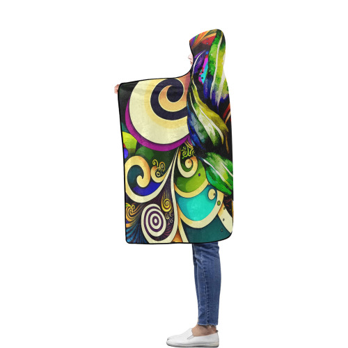 Mardi Gras Colorful New Orleans Flannel Hooded Blanket 50''x60''