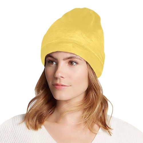 color mustard All Over Print Beanie for Adults
