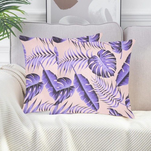 Lavender Tropical Linen Zippered Pillowcase 18"x18"(Two Sides&Pack of 2)