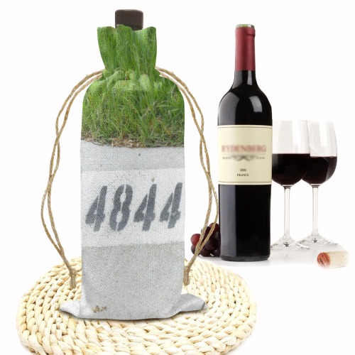 Street Number 4844 Linen Wine Bottle Bag