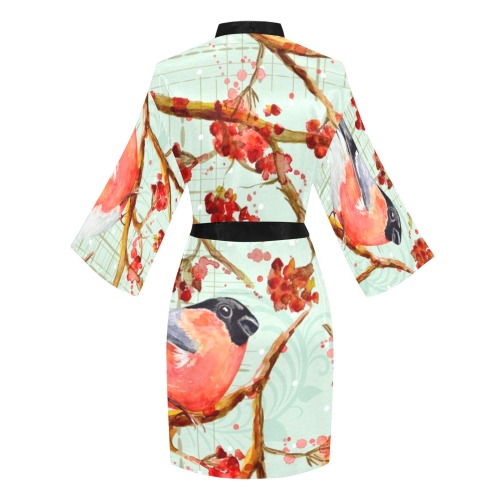 Watercolor Bird FlorAL Long Sleeve Kimono Robe